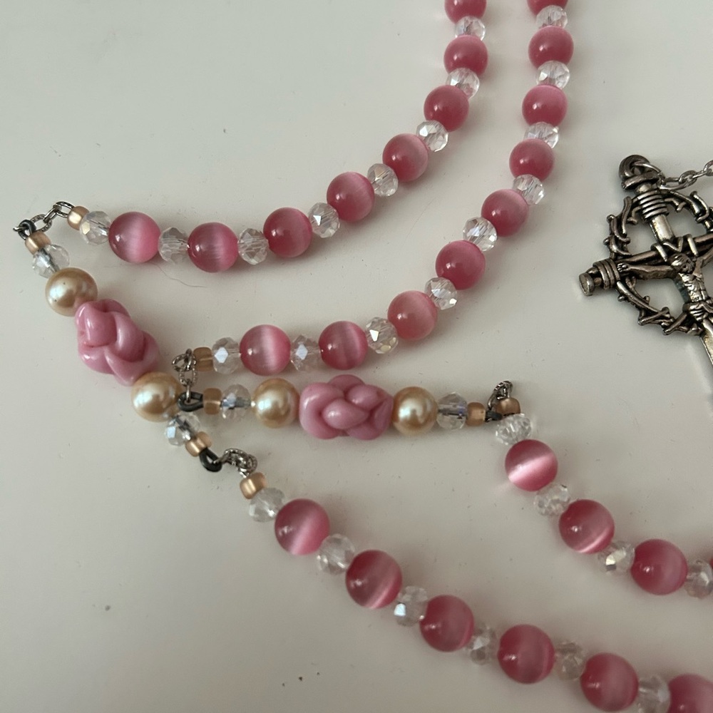 4/$100 ROSARY Elegant Pink Beaded Necklace - Picture 4 of 5